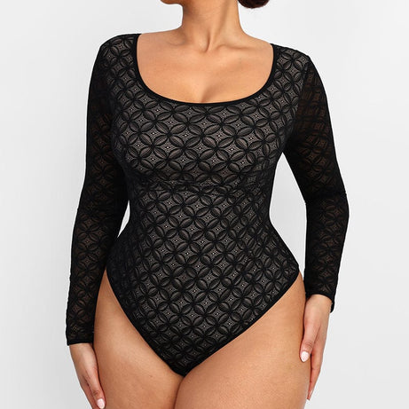 Lace Glamour Geometric Shaping Bodysuit